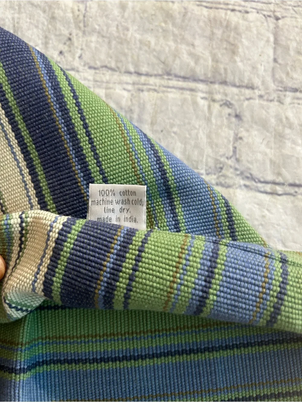 TAG (TRADE ASS.GROUP) CHICAGO 100% COTTON BLUE/GREEN/CREAM STRIPED PLACEMATS (4)